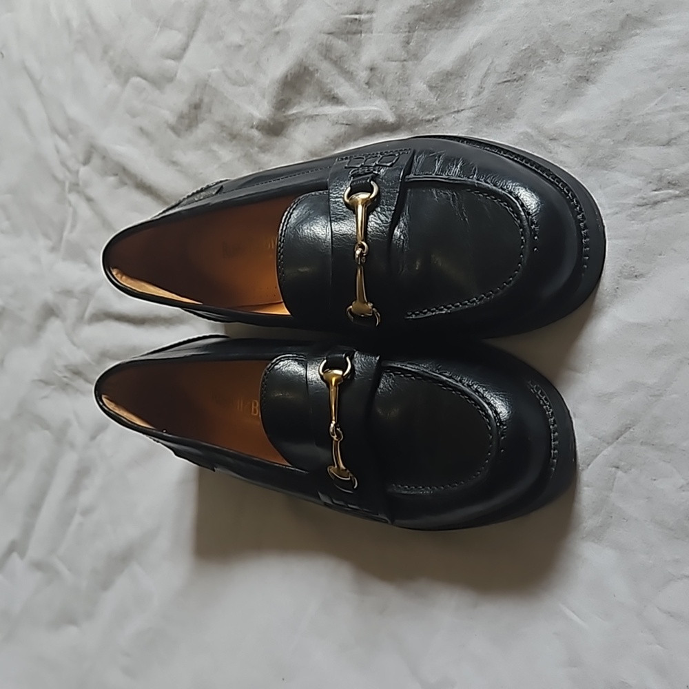 Black Leather Women's Horsebit Loafers